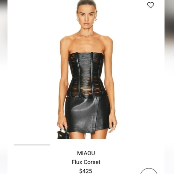 Miaou Flux Faux Leather Corset Top in Black Leather at Nordstrom, Size Medium